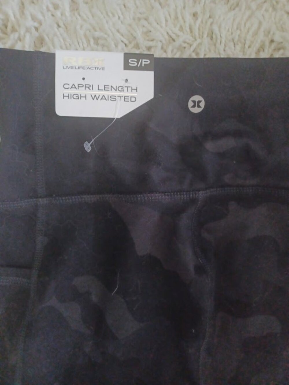 RBX Active Capri Leggings Womens Small Black Camo High Waisted Athletic NWT